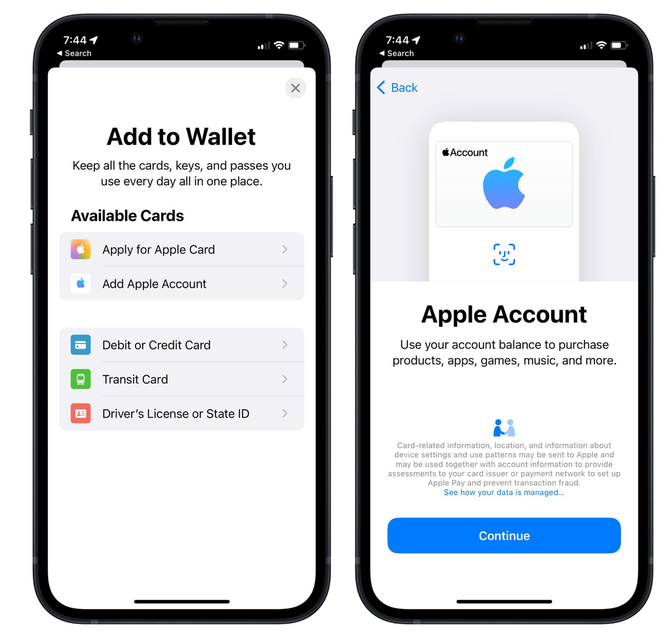 南票苹果手机维修分享iOS 15.5钱包App如何添加 Apple 账户 