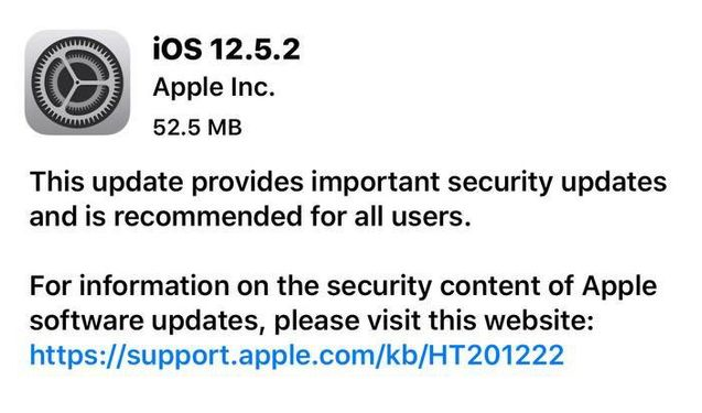 南票苹果手机维修分享iOS12.5.2发布，建议所有老苹果用户安装 